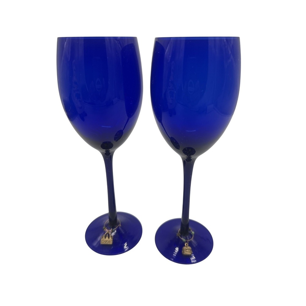 Cobalt Blue Wine Glasses With Distinctive Tear Drop  Or  Solid Stem Design,